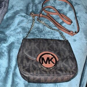 Michael Kors Black and Tan Crossbody Bag